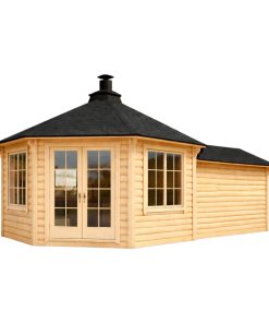 Chalet barbecue bois 9.2 m² + extension 4.75 m²