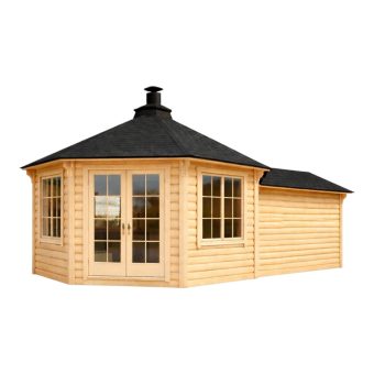 Chalet barbecue bois 9.2 m² + extension 4.75 m²