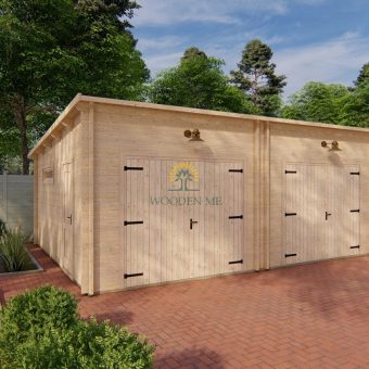 Double garage en bois 7m x 5.5m, 44 mm