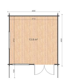 Maison de jardin LINUS 4m x 4m, 44 mm