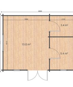 Maison de jardin Otawa 6m x 4.5m, 44 mm