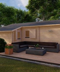 Le chalet Luke 6.5m x 7.7m, 68 mm