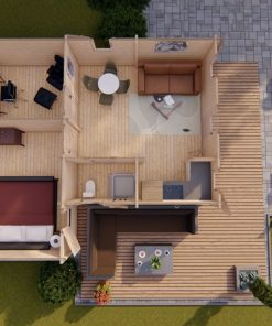 Le chalet Luke 6.5m x 7.7m, 68 mm