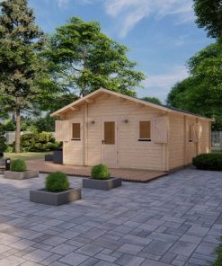 Le chalet Luke 6.5m x 7.7m, 68 mm