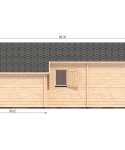 Le chalet Luke 6.5m x 7.7m, 68 mm