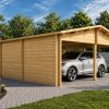Carport Double Tivoli avec Studio en Bois (5,95 × 9,50 m – Madriers 44 mm)