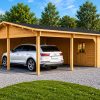 Carport Double Tivoli avec Studio en Bois (5,95 × 9,50 m – Madriers 44 mm)
