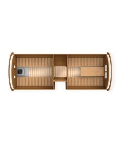 Sauna Tonneau 5.9 m Ø 2.27 m avec l’entrée latérale