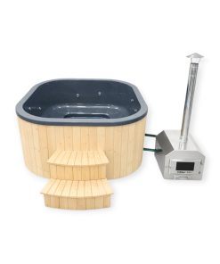 Bain nordique carré en acrylique avec poêle externe 26 kW