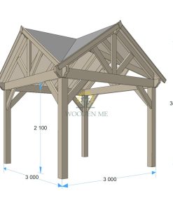 Gazebo en bois PERGOLA 02 (3 m x 3 m)