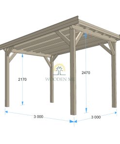 Gazebo en bois PERGOLA 05 (3 m x 3 m)