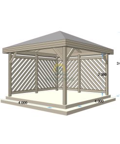 Gazebo en bois PERGOLA 04 (4 m x 4 m)