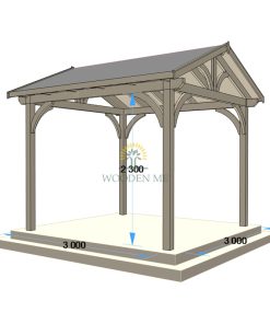 Gazebo en bois PERGOLA 03 (3 m x 3 m)