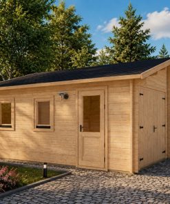 Garage en bois avec carport 36 m² (6.8 × 5.6 m)
