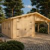 Garage en bois avec carport 36 m² (6.8 × 5.6 m)