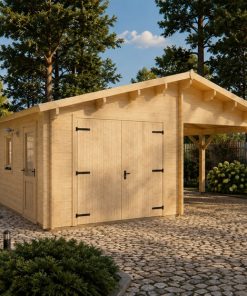 Garage en bois avec carport 36 m² (6.8 × 5.6 m)