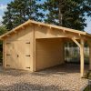 Garage en bois avec carport 36 m² (6.8 × 5.6 m)