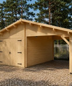 Garage en bois avec carport 36 m² (6.8 × 5.6 m)