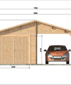 Garage avec carport 6,8 m x 5,6 m; 44 mm