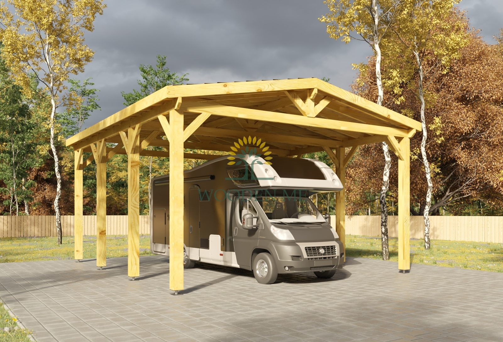 Carport pour voiture de camping