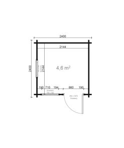 Abri de jardin Lulu (2.4×2.4m), 28 mm