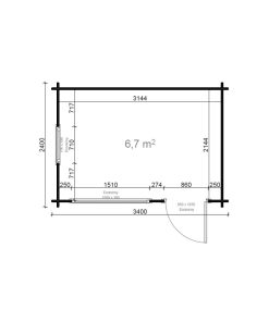 Abri de jardin Lulu (3.4×2.4m), 28 mm