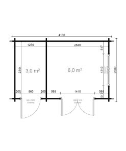 Abri de jardin Megy 2.6m x 4.1m, 28 mm