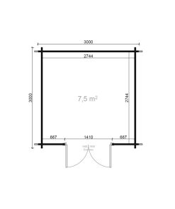Abri de jardin Toronto 3m x 3m, 28mm