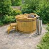 Bain nordique en bois avec poêle interne non intégré. Profitez d’une eau chaude toute l’année. Idéal jardin, spa et détente naturelle.