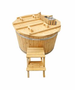 Bain nordique en bois avec poêle interne non intégré. Profitez d’une eau chaude toute l’année. Idéal jardin, spa et détente naturelle.
