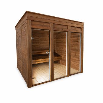 Sauna extérieur 2.4 x 2.4 m compact bois éco