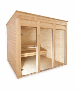 Sauna extérieur 2.4 x 2.4 m compact bois éco