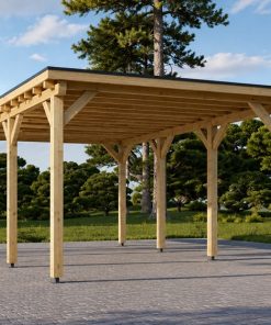 Carport Moderne en Bois à Toit Plat (3 × 6 m) – 18 m²
