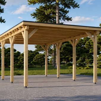 Carport Moderne en Bois à Toit Plat (3 × 6 m) – 18 m²