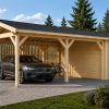 Abri voiture double bois 44 mm avec rangement | 5,7×7,9 m